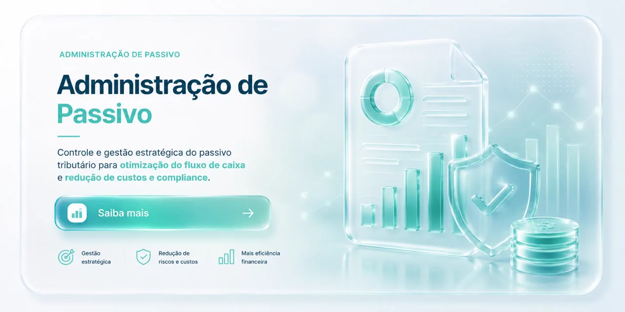 Administração de Passivo — controle e gestão estratégica do passivo tributário para otimização do fluxo de caixa e redução de custos e compliance. Gestão estratégica, redução de riscos e custos, mais eficiência financeira. Clique para saber mais.